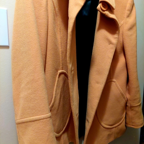 Hucke woman Pea Coat, Mustard Yello size L - Picture 2 of 3